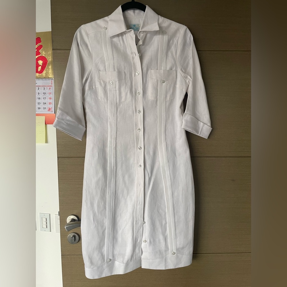 Anibal Seguro chacabana white linen dress